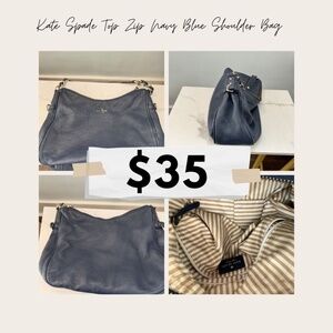 Kate Spade New York Leather Shoulder Bag - Navy Blue